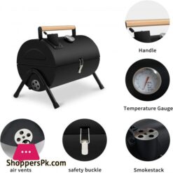 JJ JUJIN Portable Charcoal Grill Mini BBQ Grill for Outdoor Cooking Camping and Picnic Black