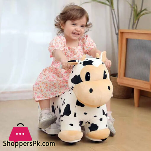 Kids Plush Rechargeable Cow Ride-Ons Car