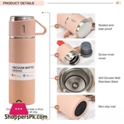 Stainless Steel 500ml Thermos Water Bottle Gift Set Vacuum Flasks Portable Gym Fitness Hot Water Insulation Cup with Cup water bottle with Lid Multicolor