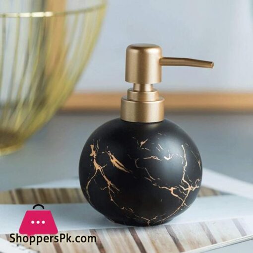 HUANMING Ceramic Ceramic Soap Dispenser Simple Bottled Bathroom Toilet Shampoo Shower Gel Lotion Press Bottle Decoration 300ml Stainless Steel Color Black