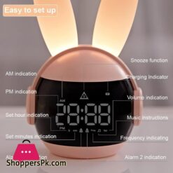 Kids Alarm Clock Children Night Light 5 Ringtones Touch Control