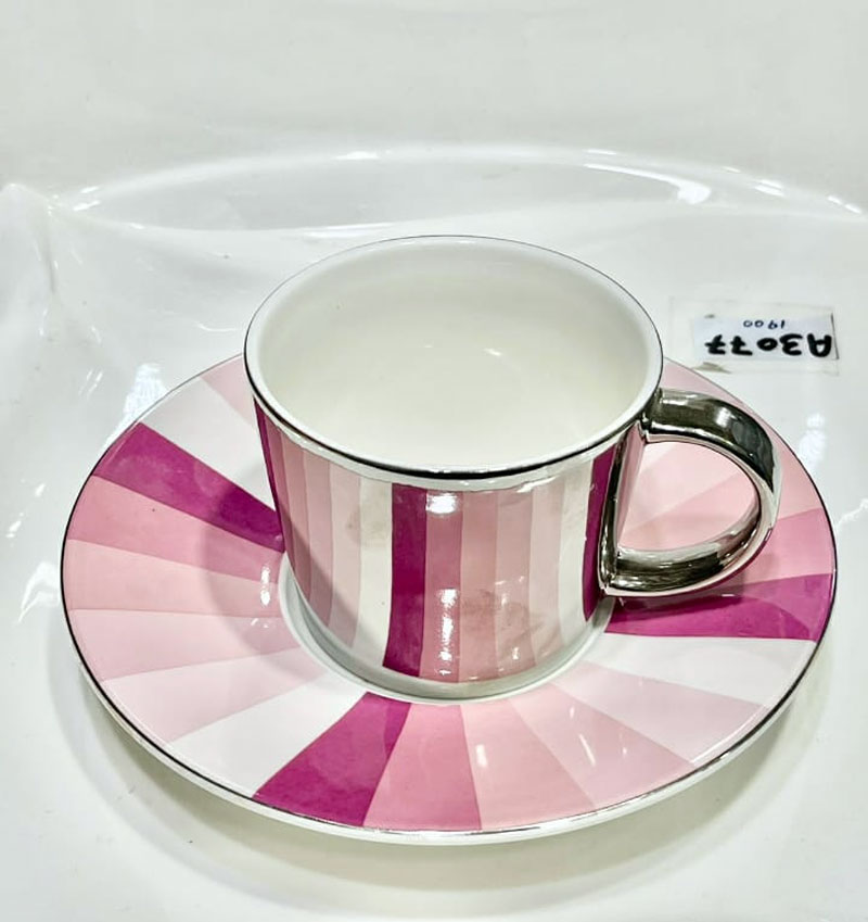 Creative Reflection Ceramic Coffee Cup Electroplating Mirror Cup Saucer 1-Pcs - A3077