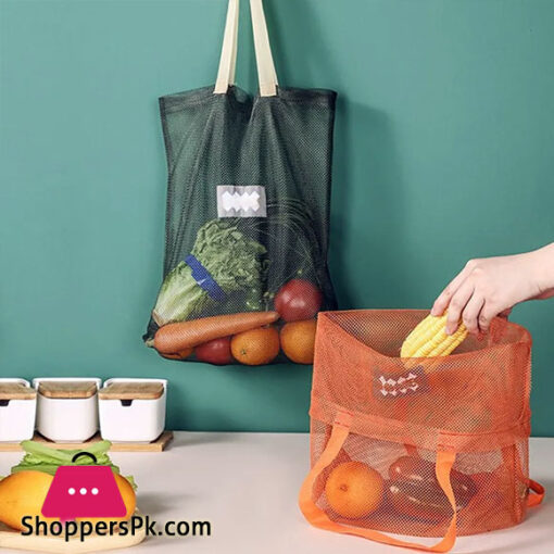 Portable Shopping Bag Reusable Storage Mesh Bags Washable Handbag Grocery Fruit Vegetable Hollow Net Bag Garlic Onion Organizer