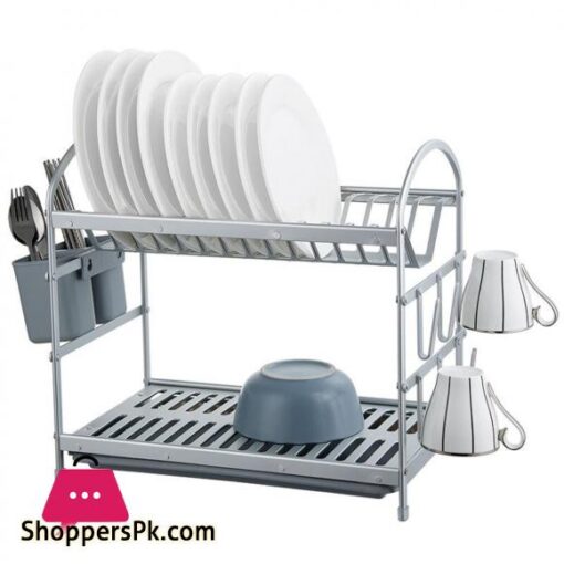 2 Layered2 Tier Aluminum Plastic Dish Drying Rack