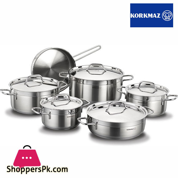 Korkmaz Alfa Plus 11 Pieces Stainless Steel Cookware Set