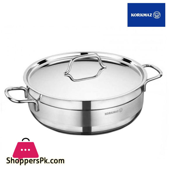 Korkmaz Alfa Stainless Steel Low Casserole 24x8 cm 3.5 Liter Turkey Made