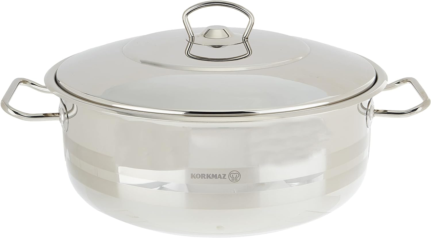 Korkmaz Mega Low Casserole 28X11 6.5L Silver Turkey Made