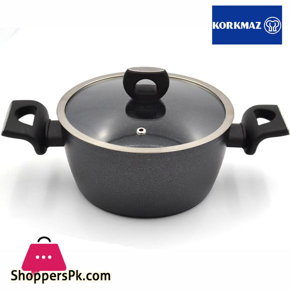 Korkmaz Nora Granite Stainless Steel Casserole Pot 20 CM Non-Stick Coating with Scratch Resistance Turkey Made