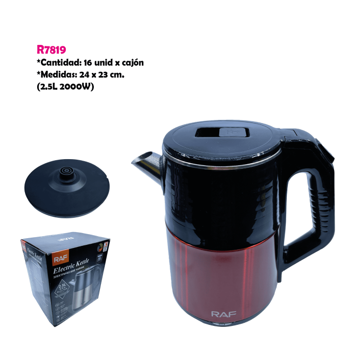 RAF R-7819 Electric Kettle 2.5 Ltr Concealed – Plastic+Steel Double Layer Body