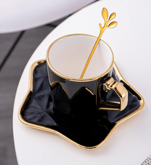 Streamlined Coffee Cup and Saucer with Spoon MG-206