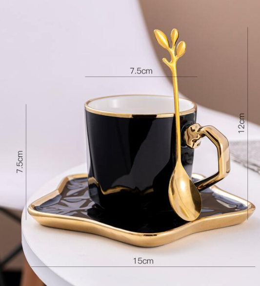 Streamlined Coffee Cup and Saucer with Spoon MG-206