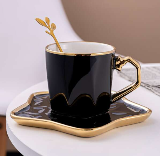 Streamlined Coffee Cup and Saucer with Spoon MG-206