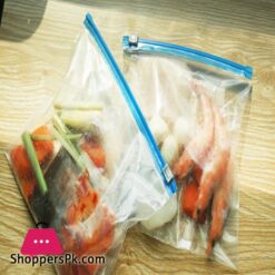 Pack of 10 Food Storage Freezer Bags With Zip lock Slider Airtight And Leak Proof Plastic 1 Liter Kg Each