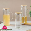 Wooden Lid Glass Long Slim Jug 1000ml