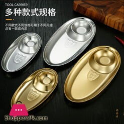 304 Stainless Steel Oval Snack Plate Dividing Korean Sauce Plate French Fries Dessert Egg Shaped Plate -  24x12x2.2cm