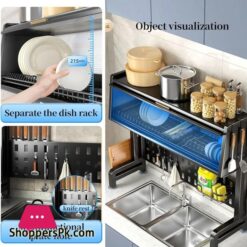 The Sink Dish Drying Rack Space Saving Kitchen Sink Rack with Shelf and Drainer Perfect for Above Sink and Over The Counter Dish Rack with Cover