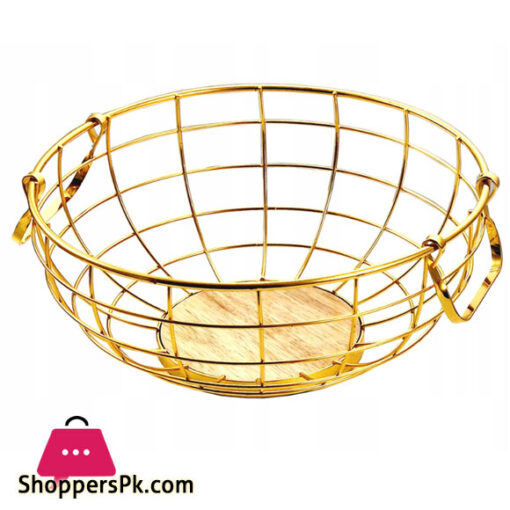 Golden Fruit Basket Metal Wire Gold Vegetable Snack Basket 15 x 28 CM