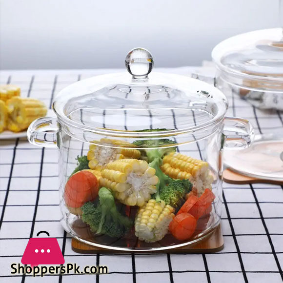 Kitchen Cookware Glass Pot with Lid Heat Resistant Pot Transparent - 1500ML