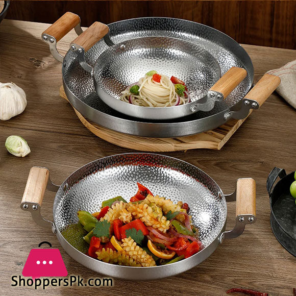 Kitchen Metal Pot Stainless Steel Double Handle Cooking Pot Household Kitchenware - 22CM