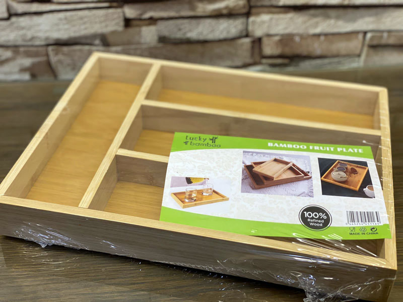 4 Compartment Bamboo Cutlery Tray, Kitchen Drawer Utensils Holder 5 4 Compartment Bamboo Cutlery Tray, Kitchen Drawer Utensils Holder