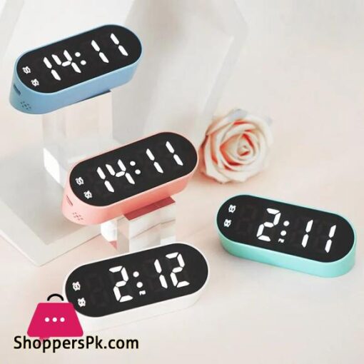 Electronic Digital Clock LED Alarm Clock Date Temperature Display Timing Countdown Stopwatch Student Snooze Clock 1224H Candy Color