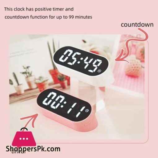 Electronic Digital Clock LED Alarm Clock Date Temperature Display Timing Countdown Stopwatch Student Snooze Clock 1224H Candy Color