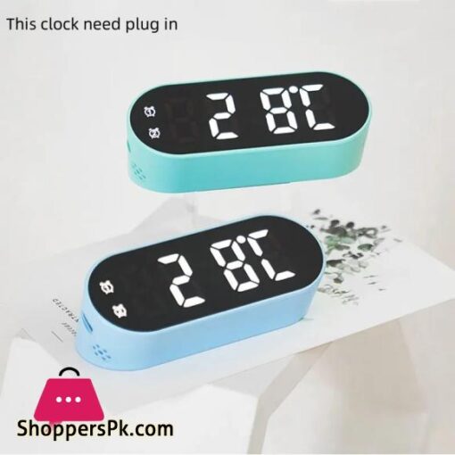 Electronic Digital Clock LED Alarm Clock Date Temperature Display Timing Countdown Stopwatch Student Snooze Clock 1224H Candy Color