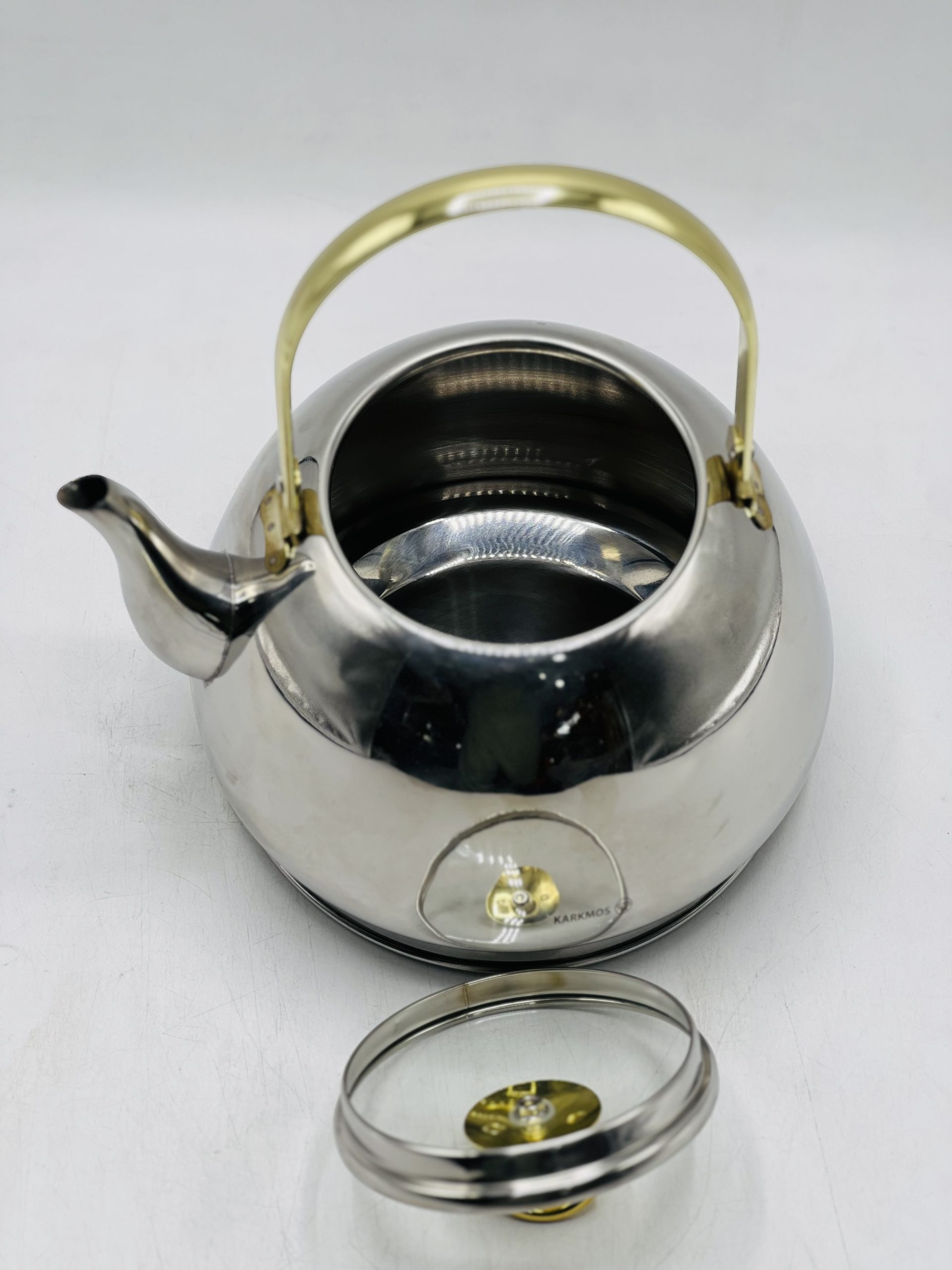 KARKMOS Stainless Steel Kettle with Glass Lid 2.5 Liter