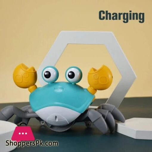 Dancing Crab Toy for Babies Crawling Interactive Escape Crabs Walking Dancing with Music Automatically Avoid Obstacles Toys Rechargeable With USB Cable Best Gifts For Toddlers Free Delivery Crawling Toy