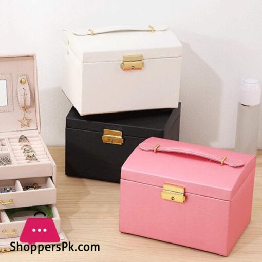 1Pc Women Jewelry Storage Organizer Drawers Box Mirror Leather Jewelry Packaging Box Casket Box Birthday Wedding Decoration Gift