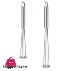 2 Pcs Stainless Steel Ball Whisk Wire Egg Whisk Set Suitable for Kitchen Cooking Stirring Whisking Beating