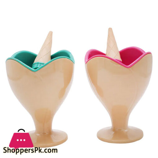 2Pcs Ice Cream Cup With Spoon Plastic