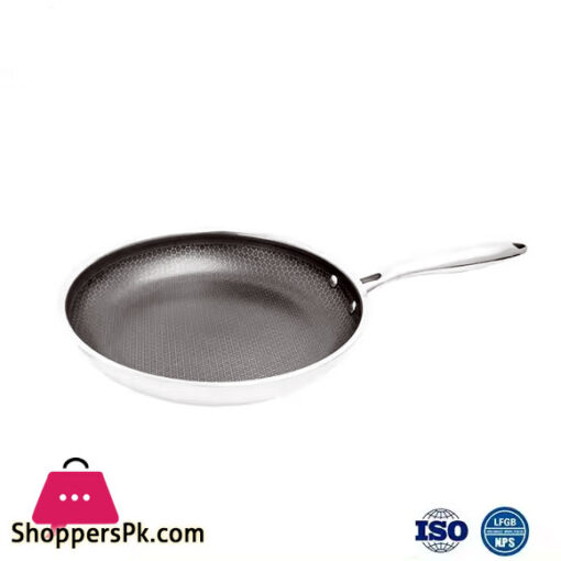 304 Stainless Steel Frying Pan Full Honeycomb Non-stick Frying Pan 28CM