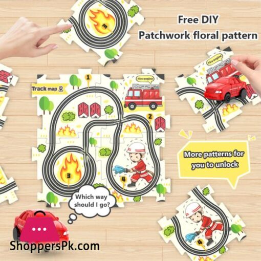 Minstne Automatic Track Car Construction Puzzle Toy Educational Puzzle Track Car Play Set For Kids Birthday Xmas Gifts