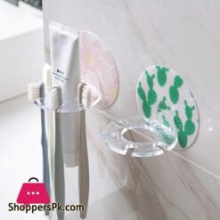 No Punching Wall Hanger Toothbrush HolderToothpaste Beard Shaver Storage Rack Bathroom Hook Transparent