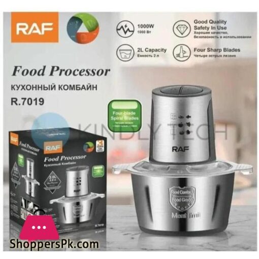 RAF Food Processor Meat Grinder Meat Chopper 2 L Capacity 1000W Powerful Motor Stainless steel