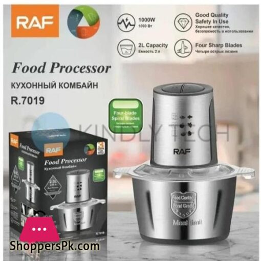 RAF Food Processor Meat Grinder Meat Chopper 2 L Capacity 1000W Powerful Motor Stainless steel