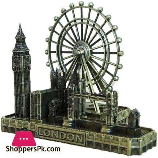 Retro City Bronze London Eye Big Ben Tower Bridge UK Model Decor Metal Statue Figurine Living Room Vintage Home Decor for Gifts Party Desktop Decoration