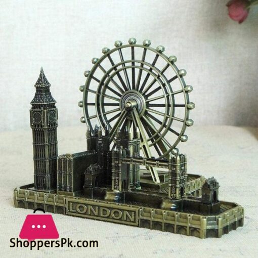 Retro City Bronze London Eye Big Ben Tower Bridge UK Model Decor Metal Statue Figurine Living Room Vintage Home Decor for Gifts Party Desktop Decoration