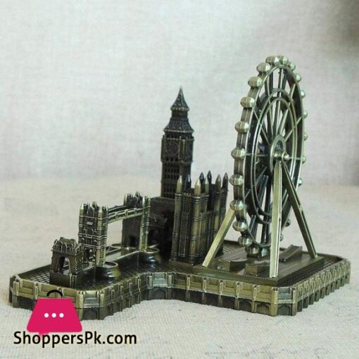 Retro City Bronze London Eye Big Ben Tower Bridge UK Model Decor Metal Statue Figurine Living Room Vintage Home Decor for Gifts Party Desktop Decoration