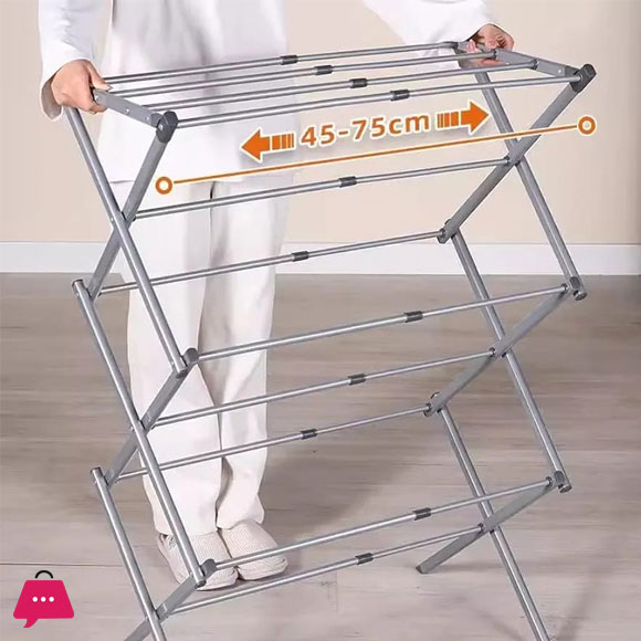 SPK Expandable Clothes Drying Rack Foldable Laundry Drying Rack 3-Tier Collapsible Clothing Dryer Adjustable Towel Rack for Air Drying Clothing