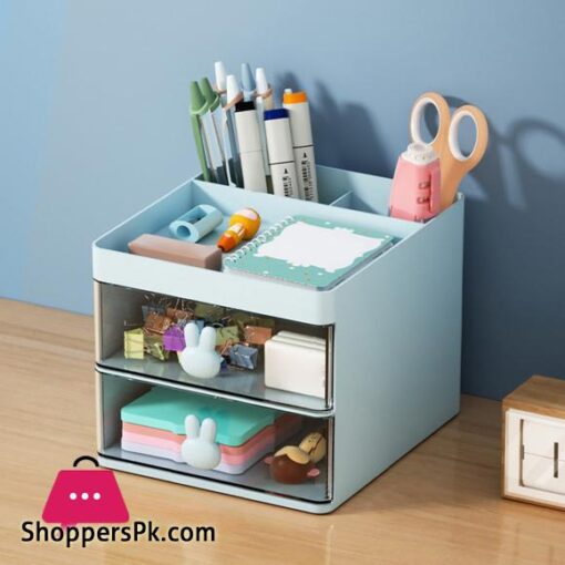 Stationery Container Multifunctional Desk Cosmetics Toiletry Organizer with Drawer