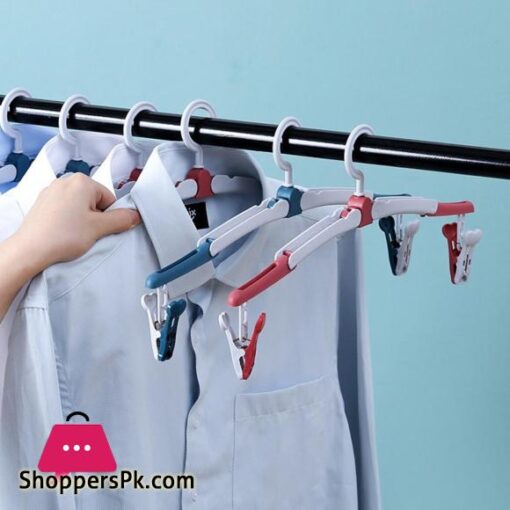 Travel Folding Plastic Hanger Portable Clip Drying Rack Multi functional Household Retractable Wardrobe Storage Drying Rac