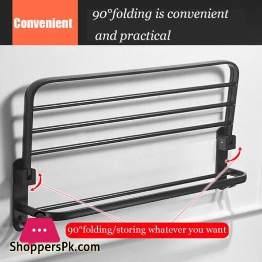 Wall Mounted Aluminum Alloy Towel Rack Bathroom Towel Shelves With Double Towel Bars