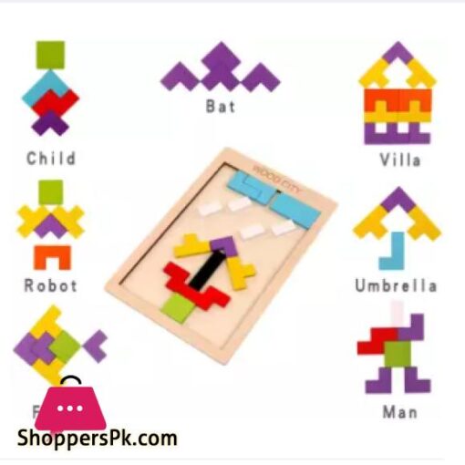 Wooden Tetris Puzzle Blocks Board For Kids Early Educational Toys