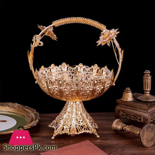 Golden Fruit Bowl Retro Elegant And Exquisite Embossed Serving Plate