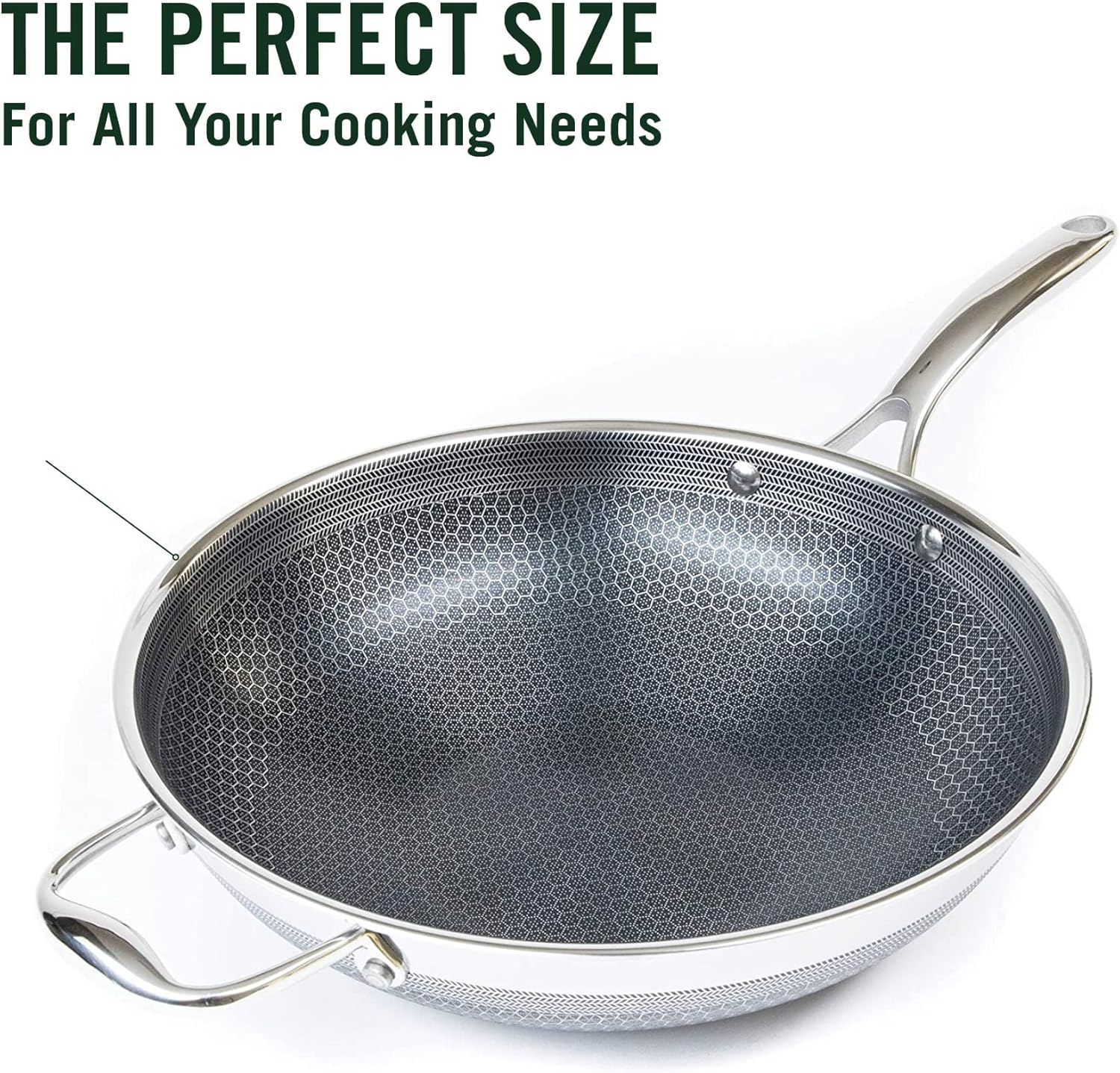 Hybrid Non-stick pan,Stainless steel Honeycomb design heating,Electric,Gas Stove 30CM