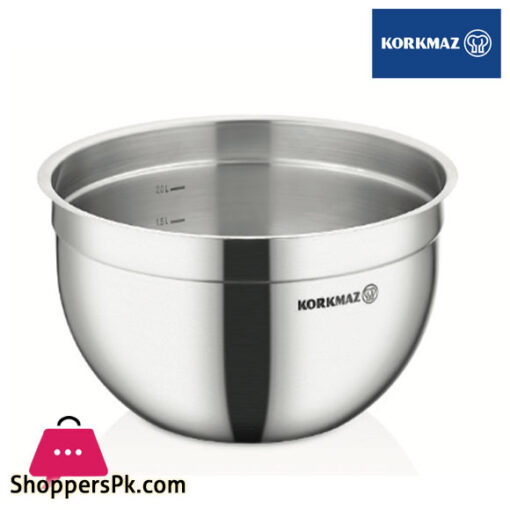 Korkmaz Stainless Steel Gastro Mixing Bowl Size: 28x17cm / 8.5 litres Satin