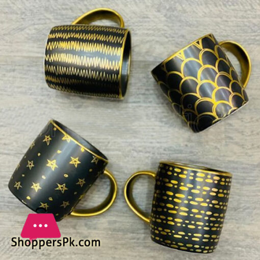 Metallic Black Finish Aurus Mug Set of 6