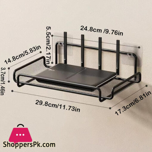 Multifunctional Router Storage Rack, Wall Mounted Black Carbon Steel Storage Rack for Home